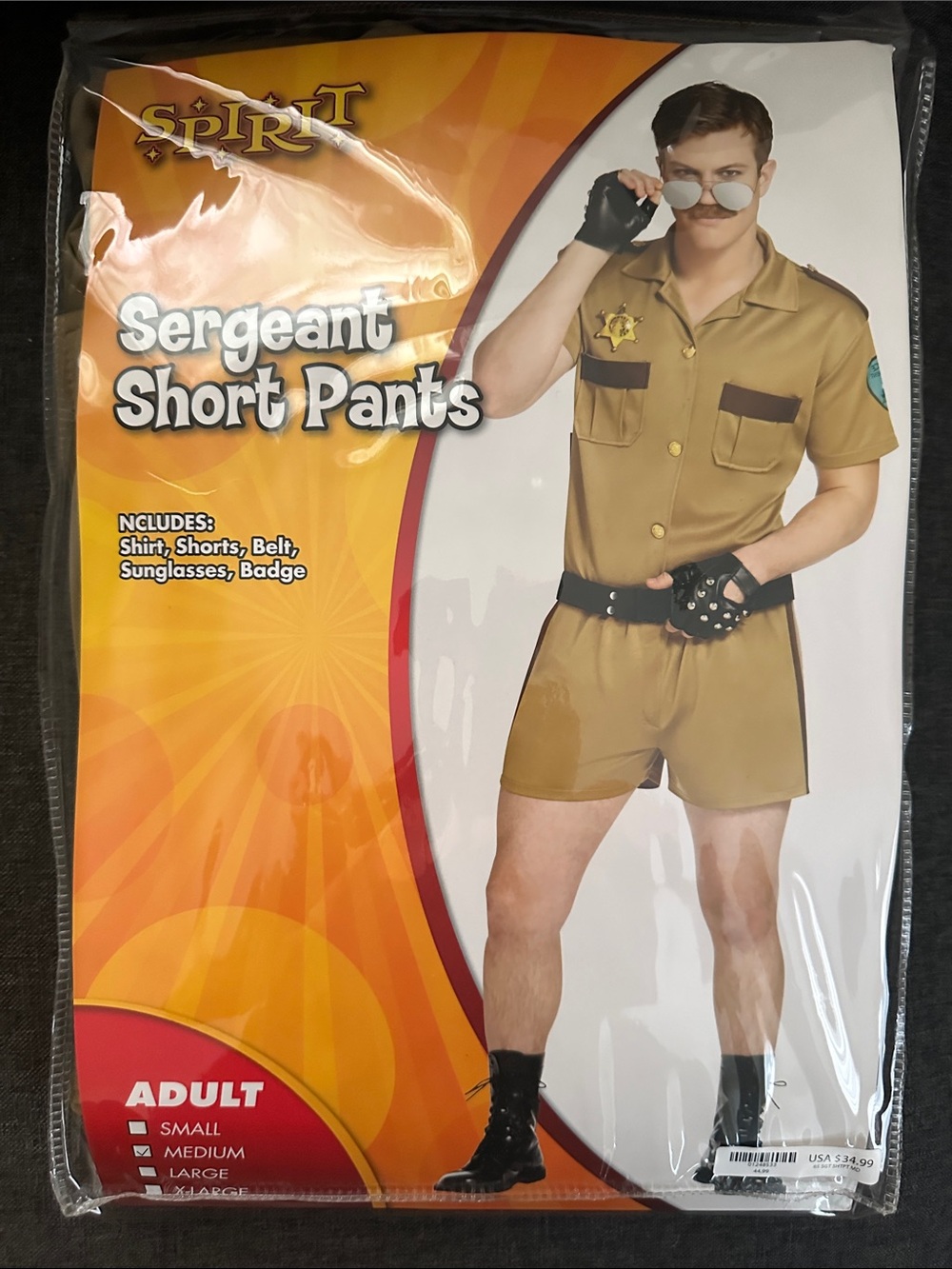 Spirit Men's Tan Sergeant Short Pants Costume Set
